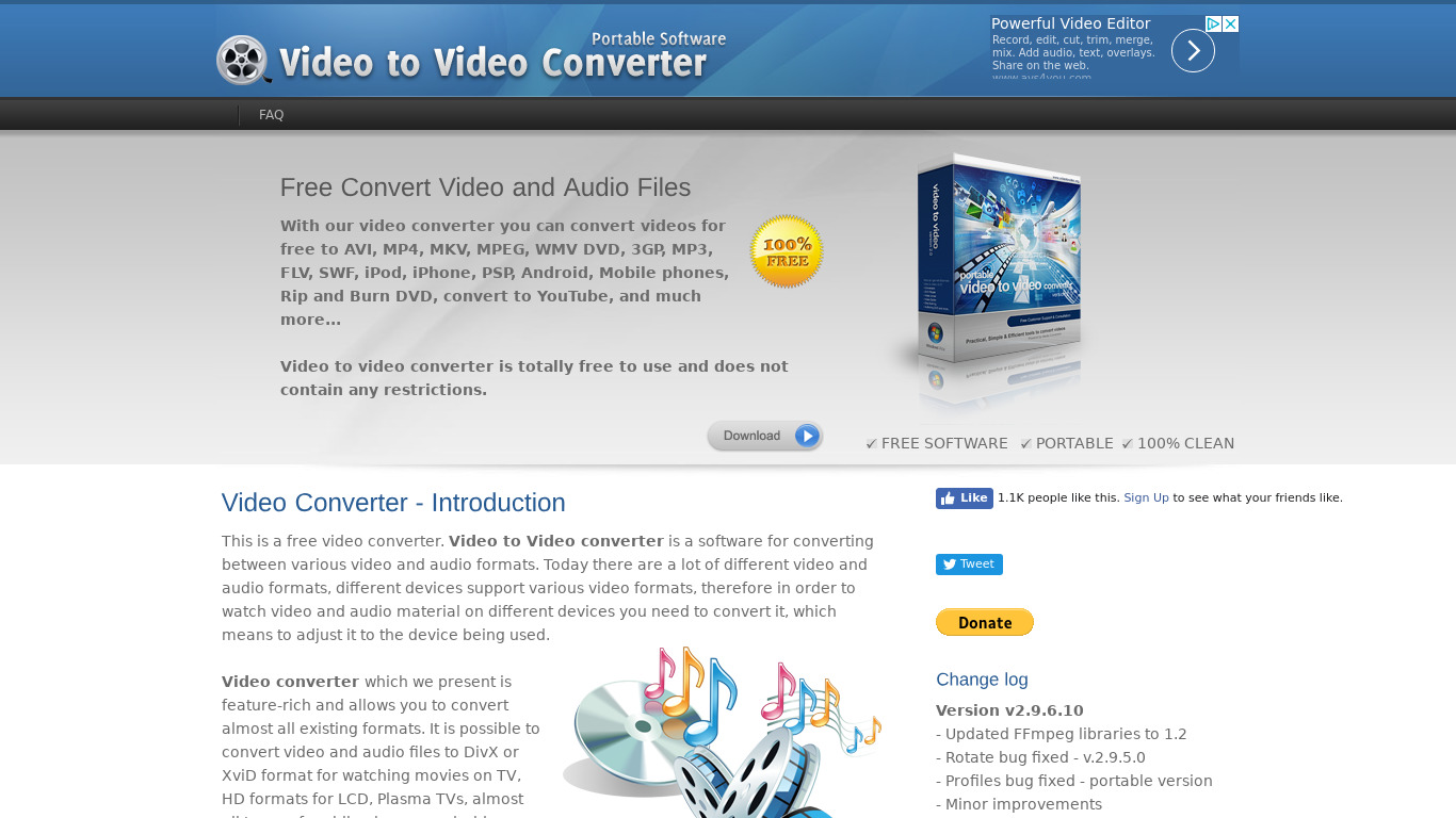 Video to Video Converter Landing page