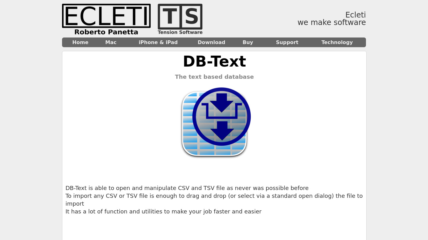 DB-Text Landing page