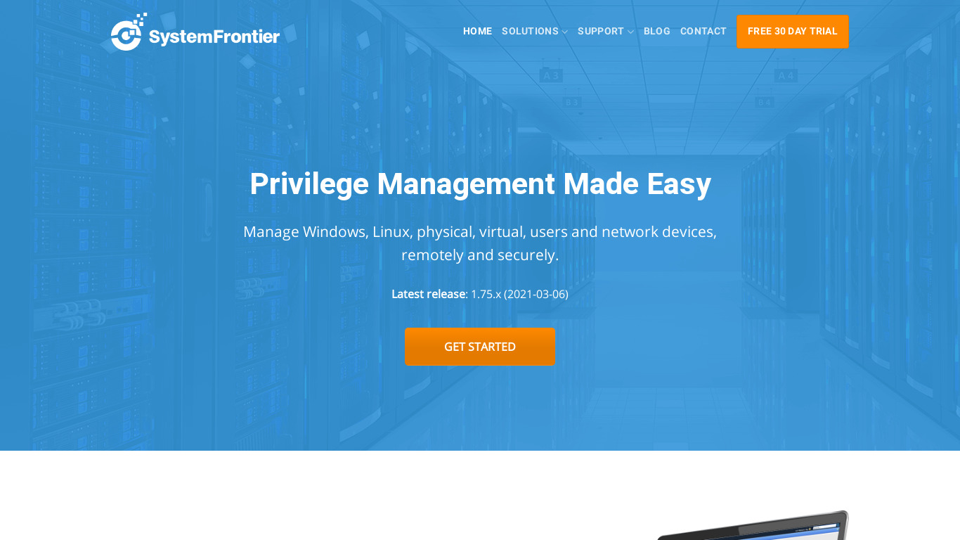 System Frontier Landing page