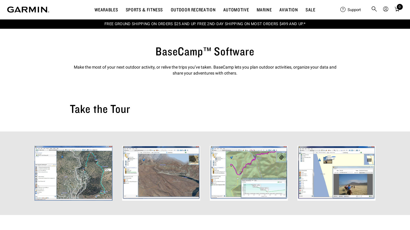 Garmin BaseCamp Landing page