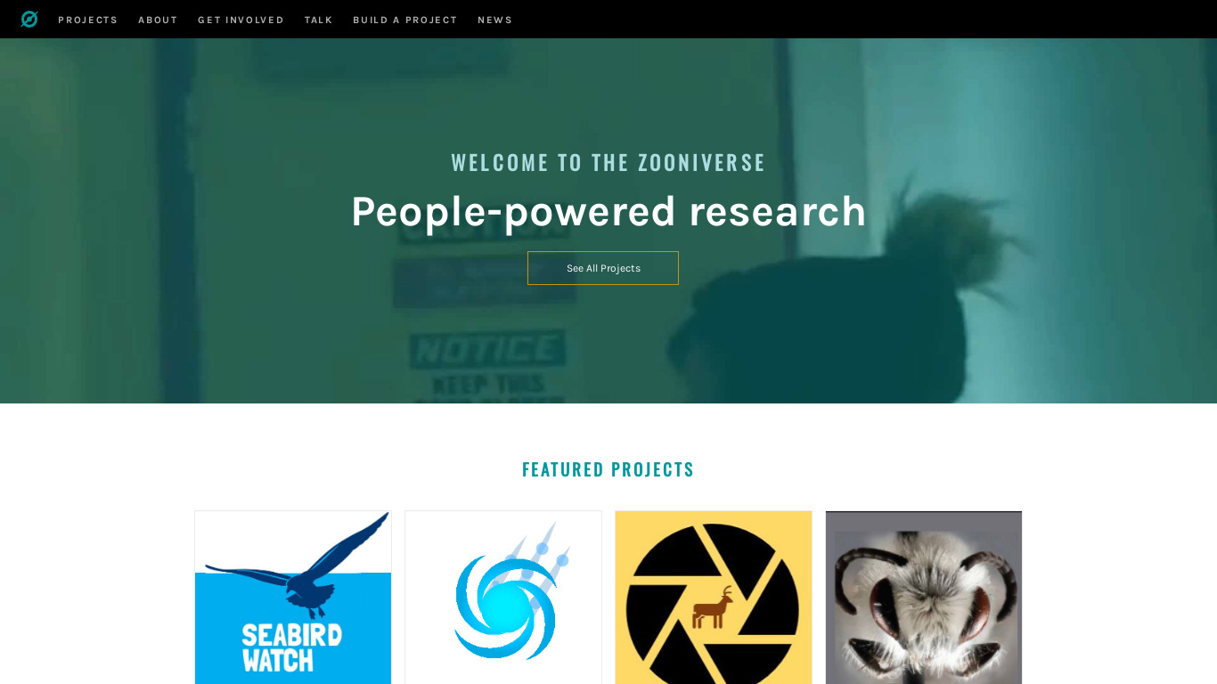 Zooniverse Landing page