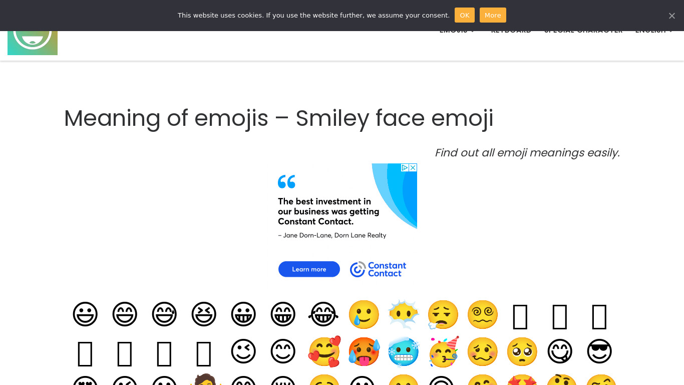 Emojimore.com Landing page