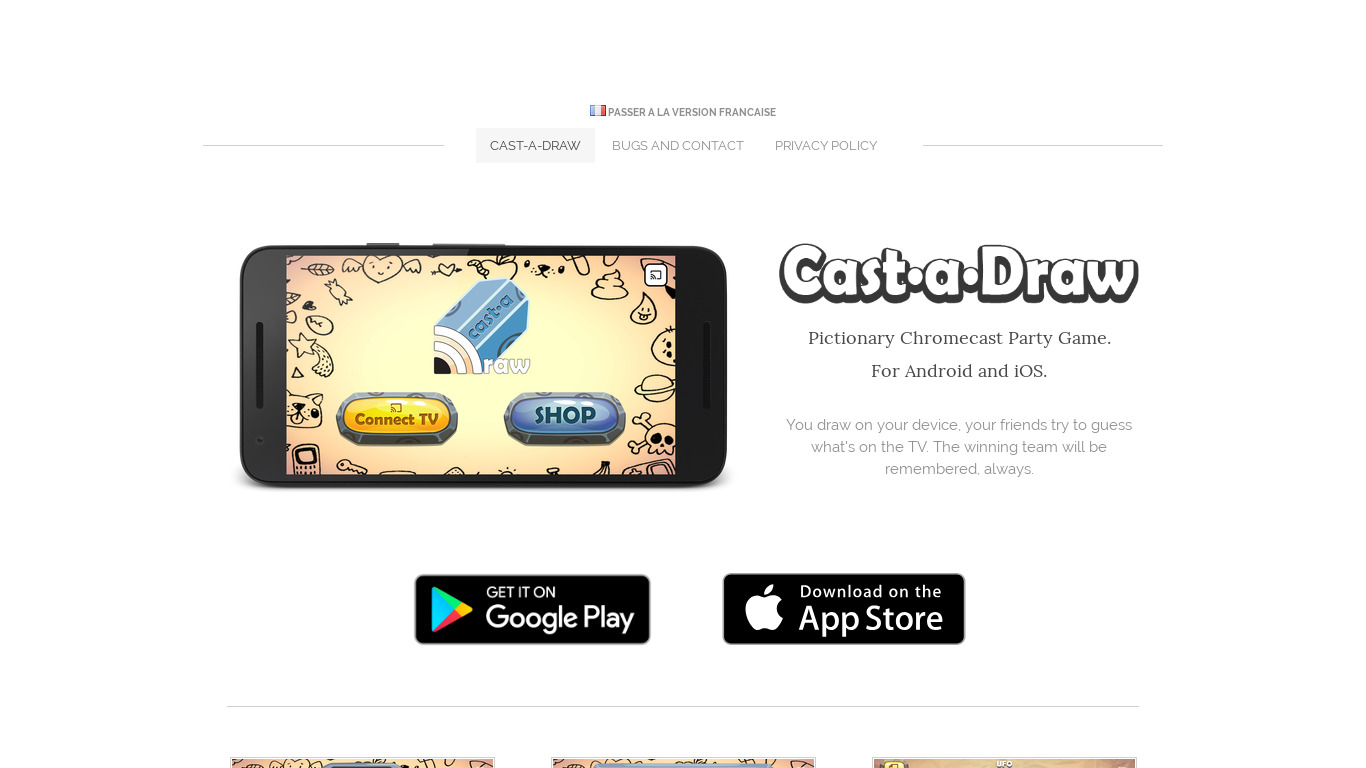 Cast-a-Draw Landing page
