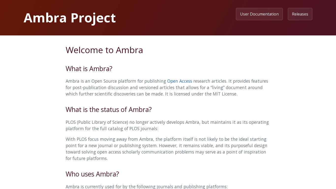 Ambra Landing page
