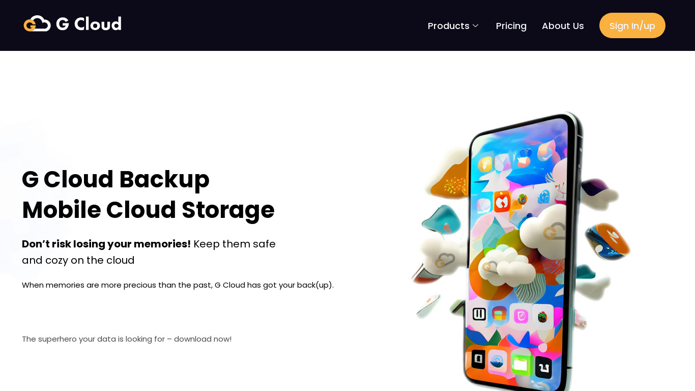 G Cloud Backup Landing page