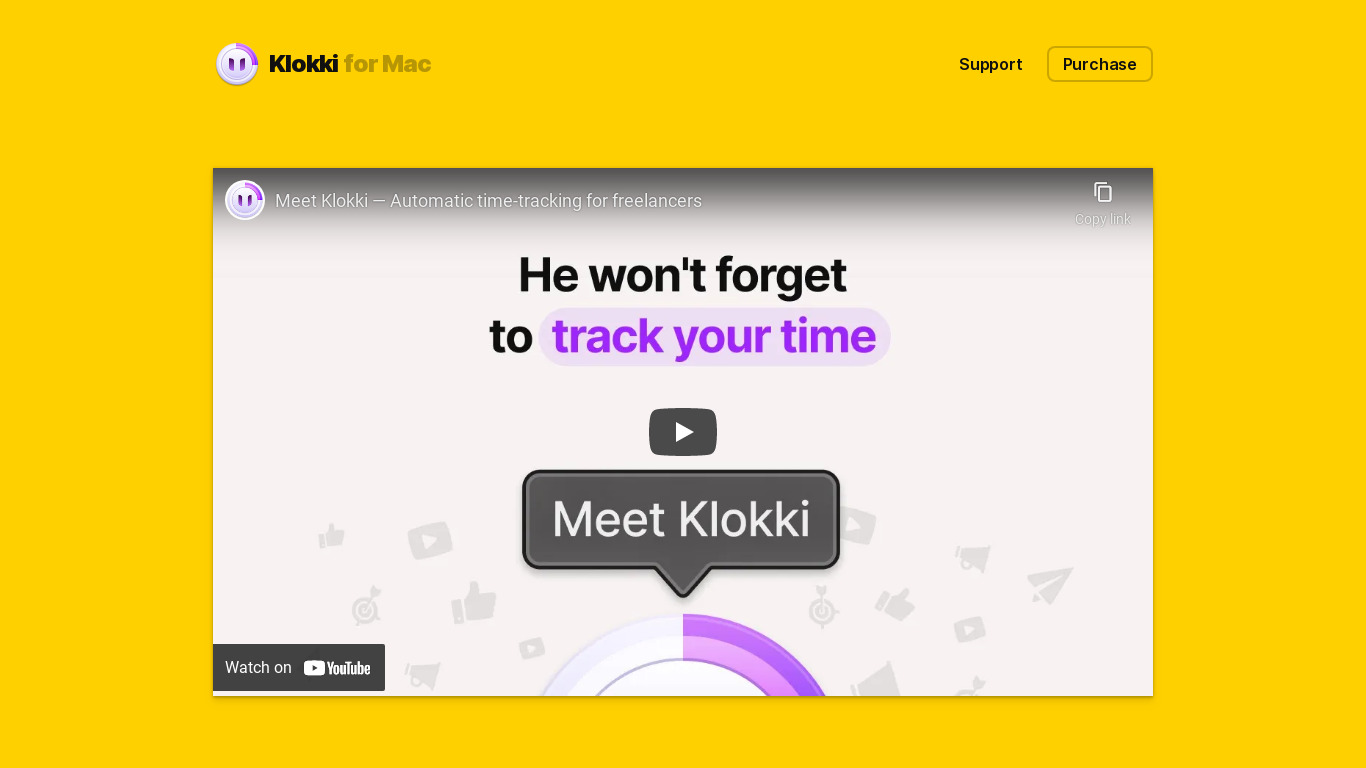 Klokki for Mac Landing page
