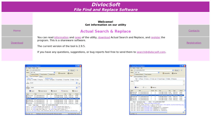 Actual Search And Replace Landing Page
