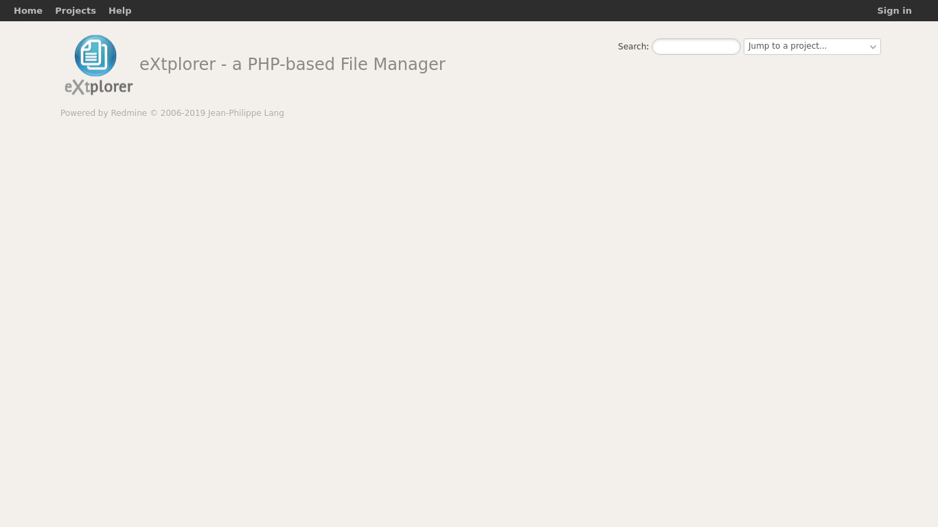 eXtplorer File Manager Landing page