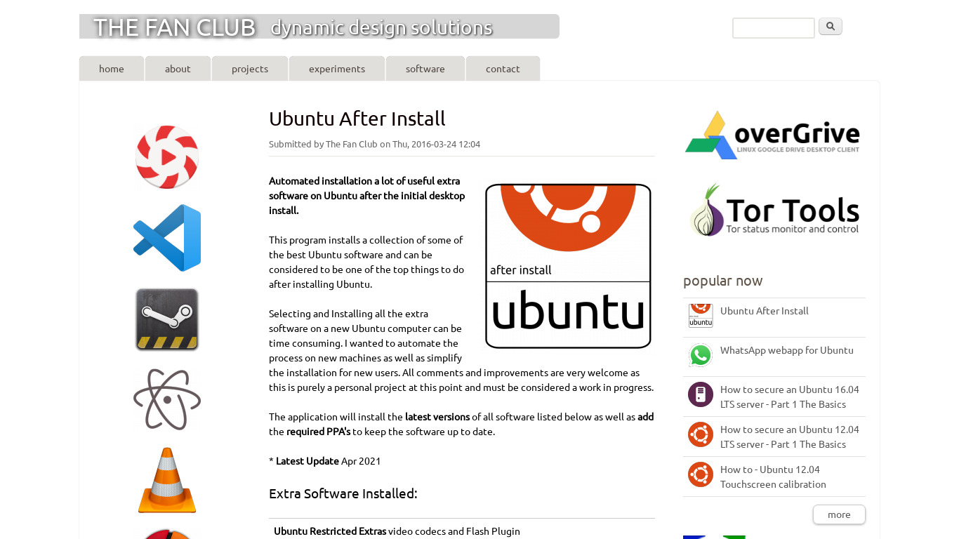 Ubuntu After Install Landing page