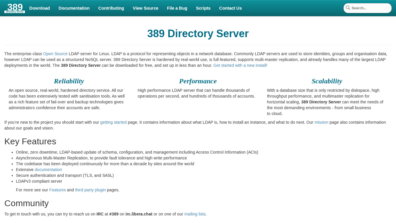 389 Directory Server Landing page