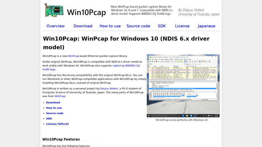 Win10Pcap Landing Page