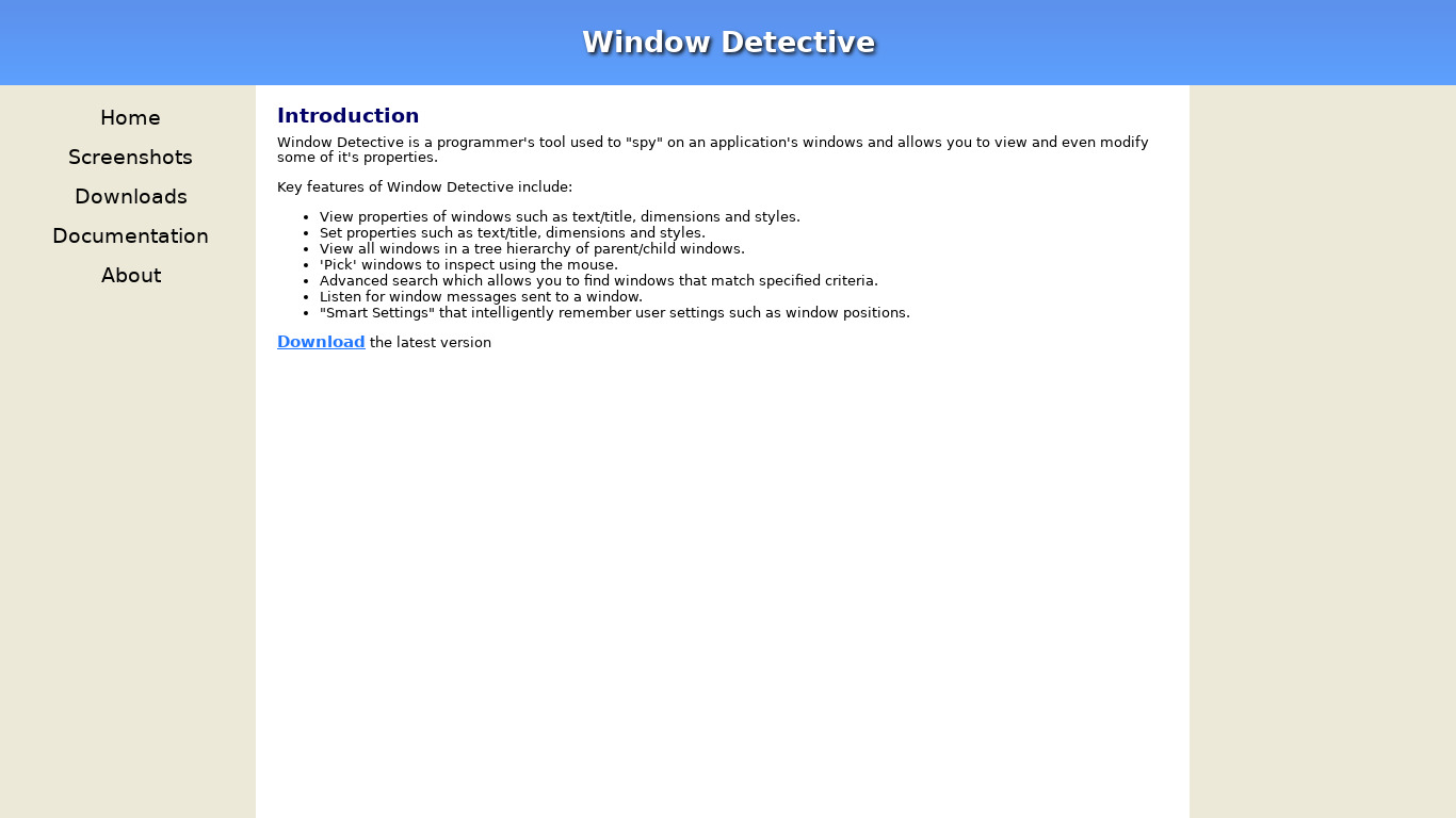 Window Detective Landing page