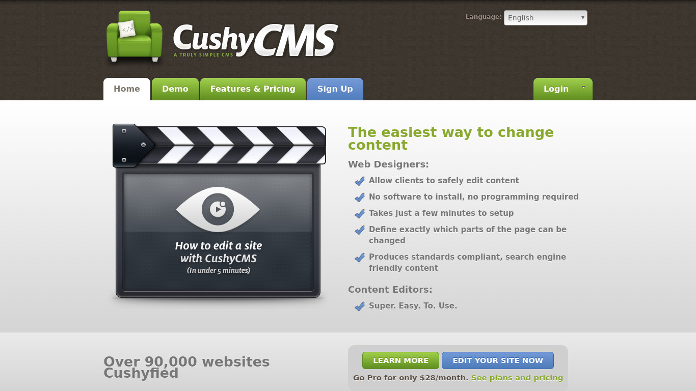 CushyCMS Landing page