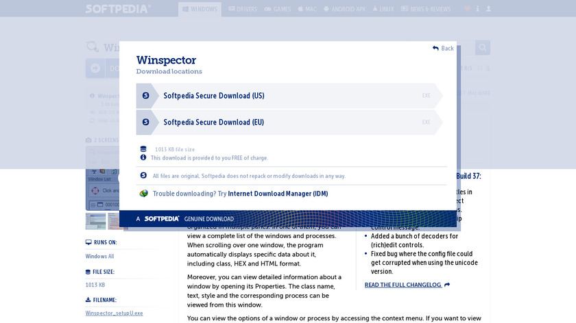 Winspector Spy Landing Page