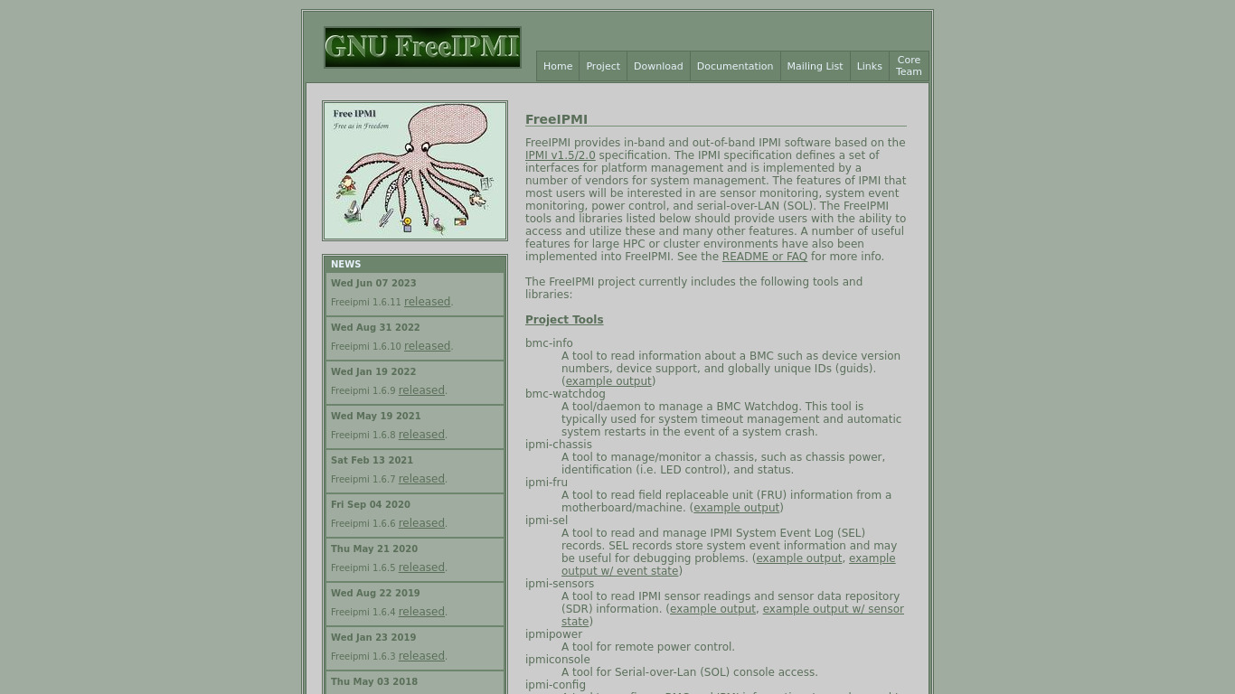 FreeIPMI Landing page