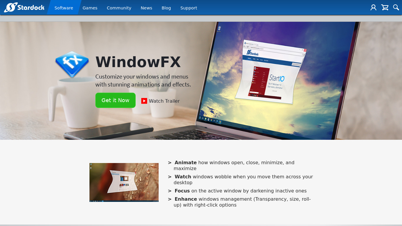 WindowFX Landing page