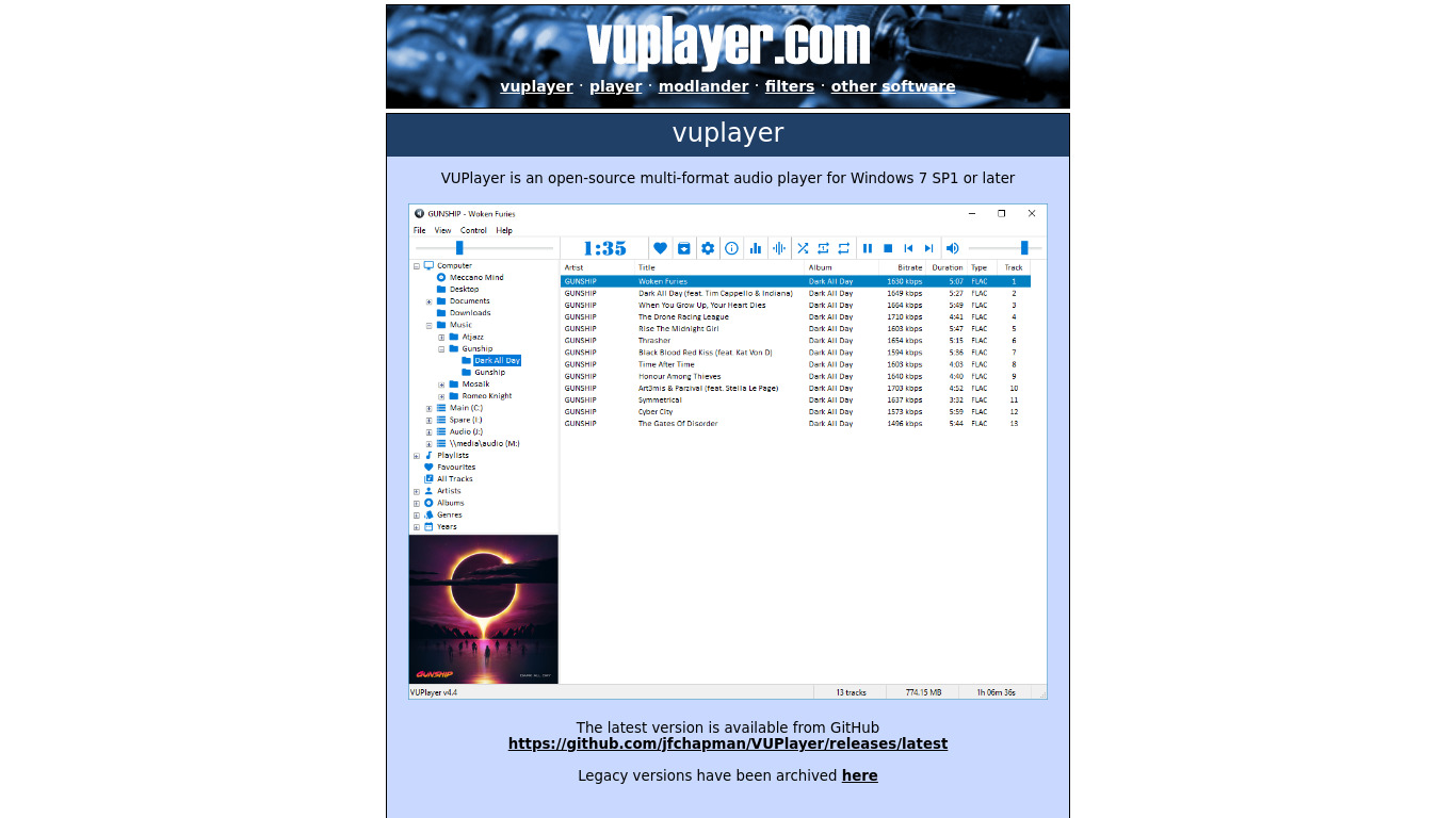 VUPlayer Landing page