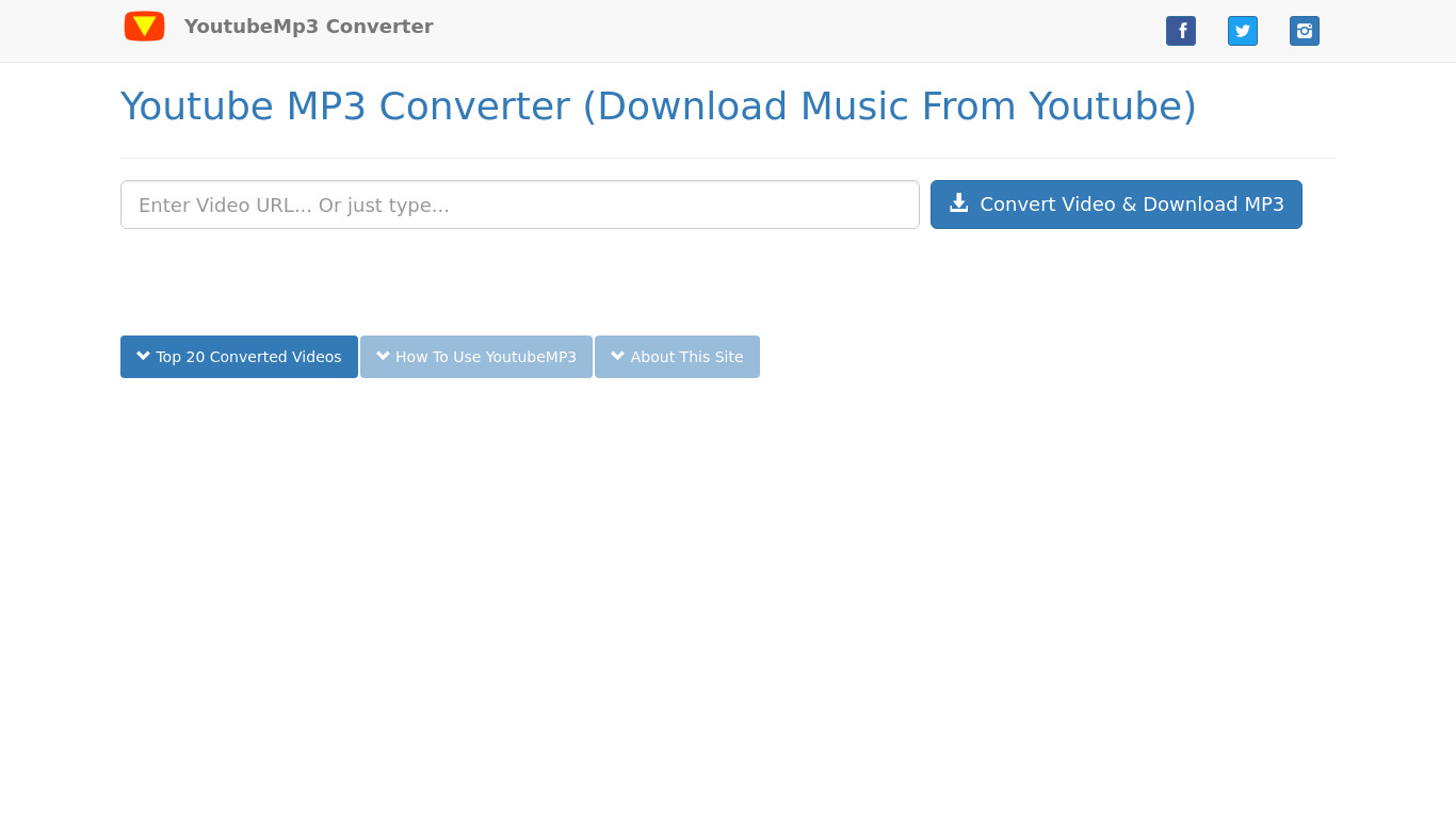 Youtube Mp3 Today Landing page