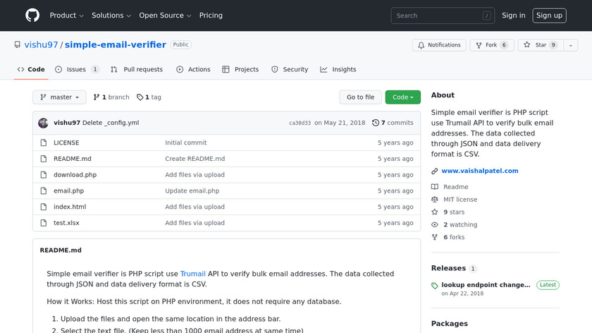 Simple Email Verifier Landing Page