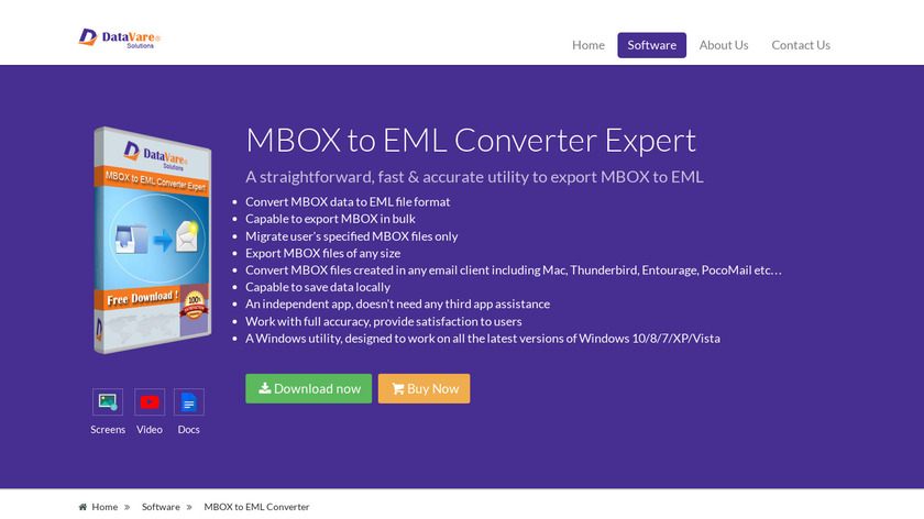 DataVare MBOX to EML Converter Landing Page