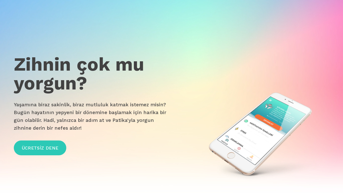 Patika App Landing page