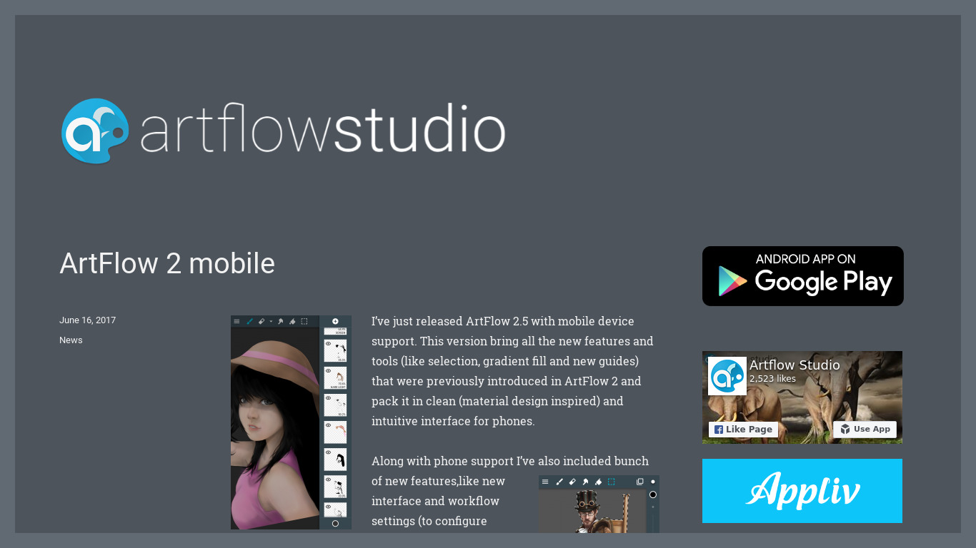 Artflow Studio Landing page