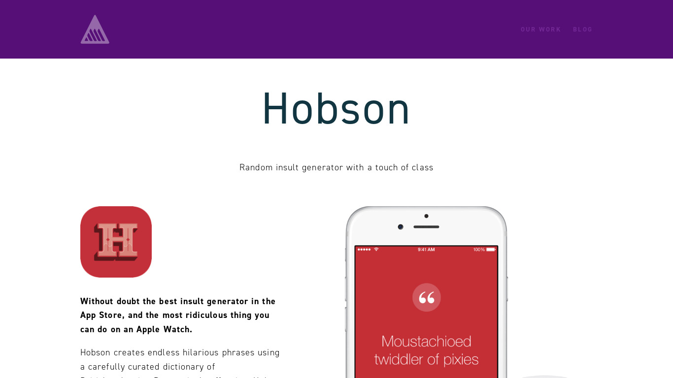 Hobson Landing page