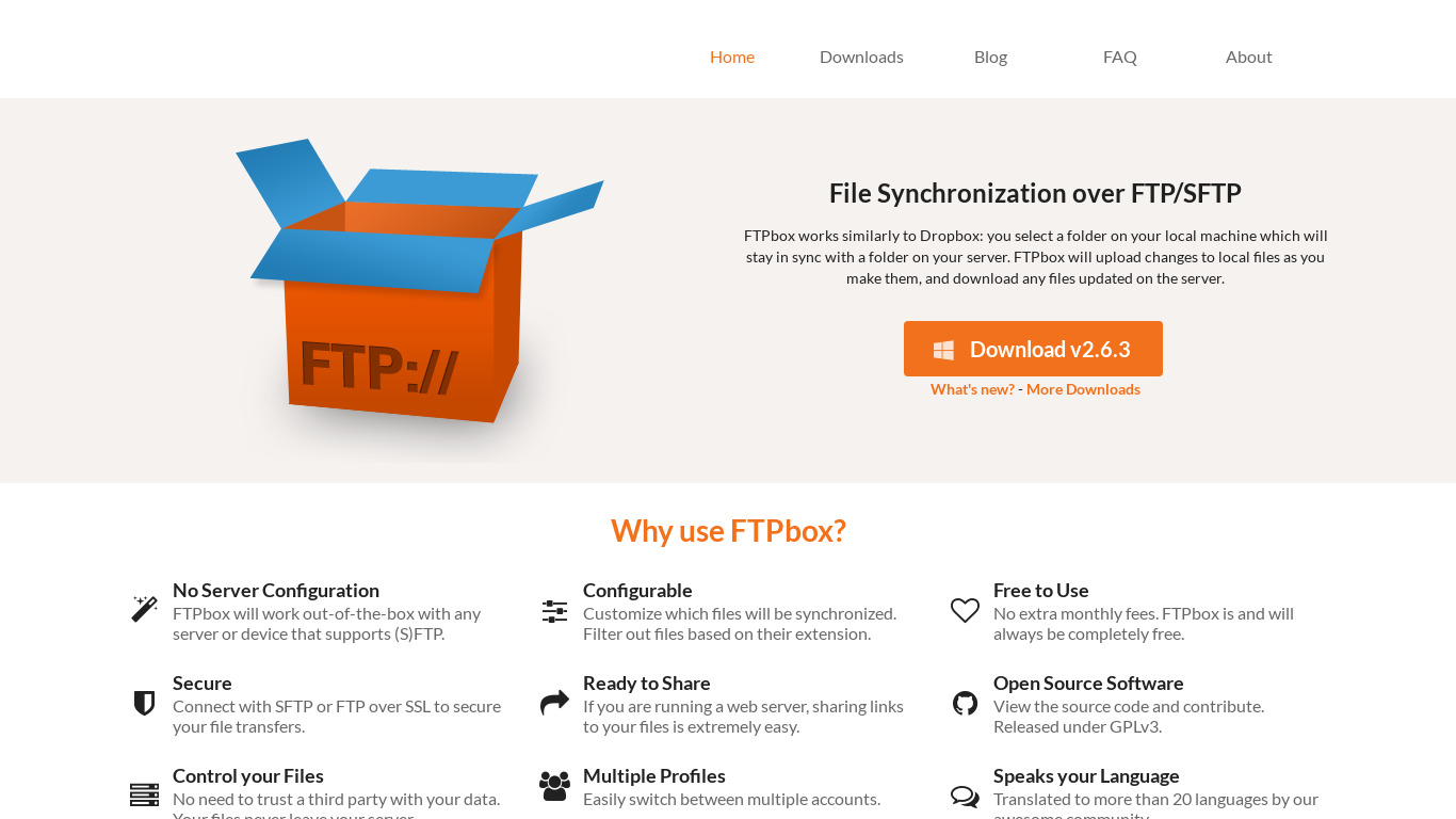 FTPbox Landing page