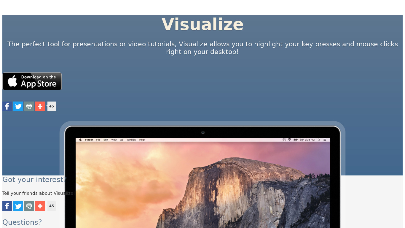 Visualize Landing page