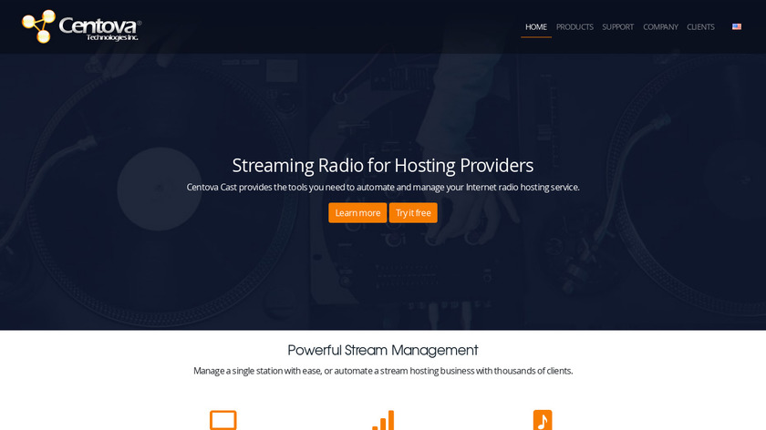 Centova Cast Landing Page