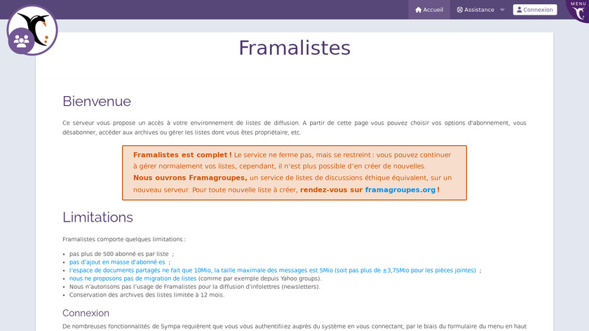 Framalistes Landing Page