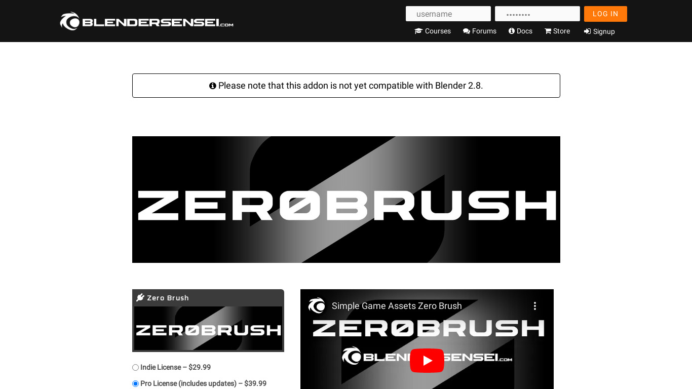 Zero Brush Landing page