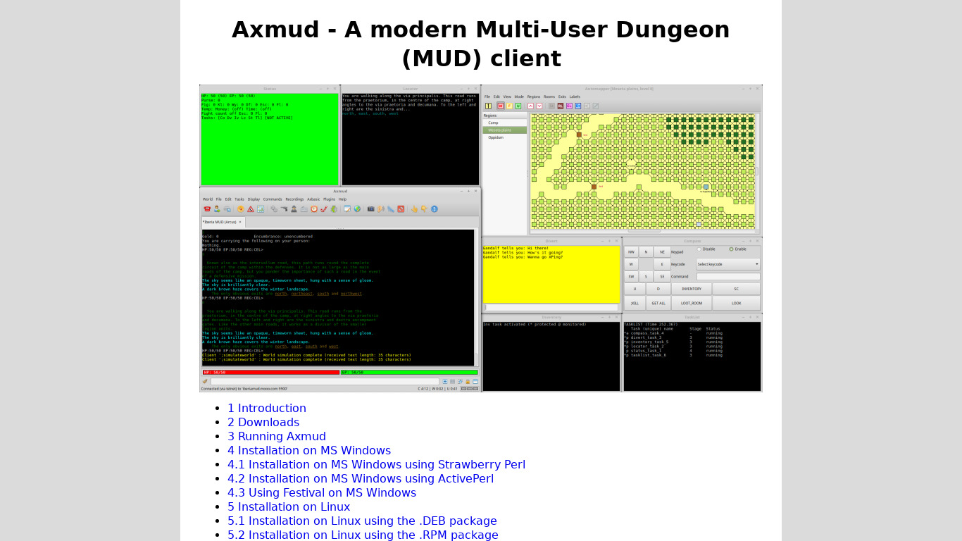 Axmud Landing page