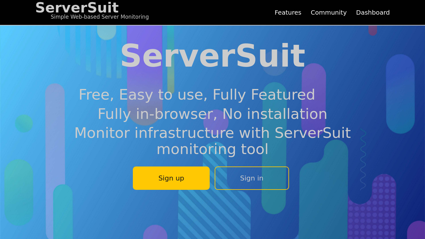 ServerSuit Landing page