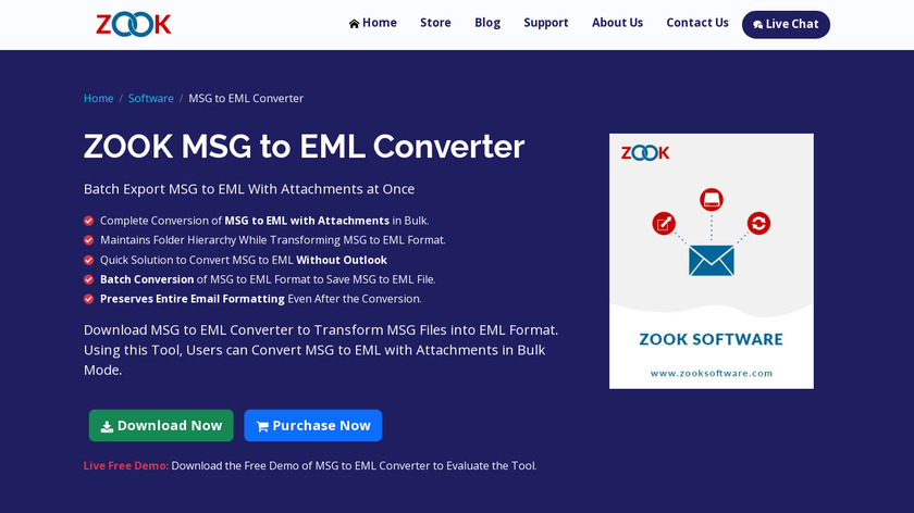 ZOOK MSG to EML Converter Landing Page