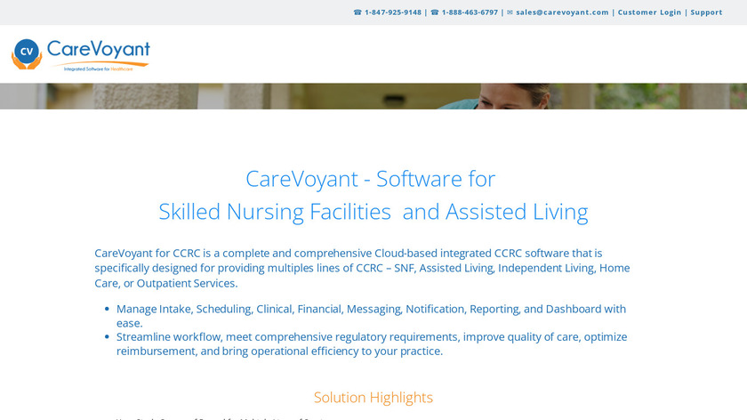 CareVoyant for Long Term Care Landing Page