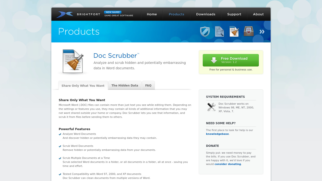 Doc Scrubber Landing page