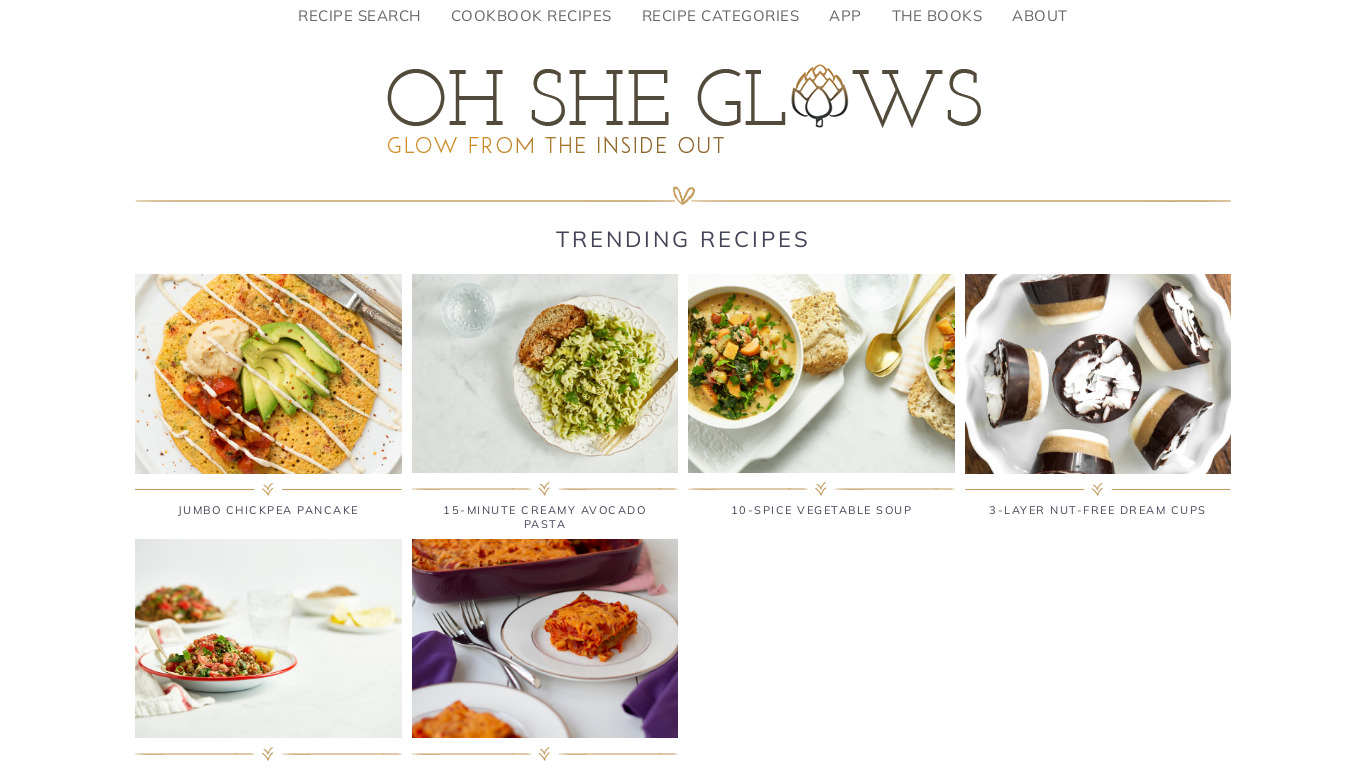 Oh She Glows Landing page