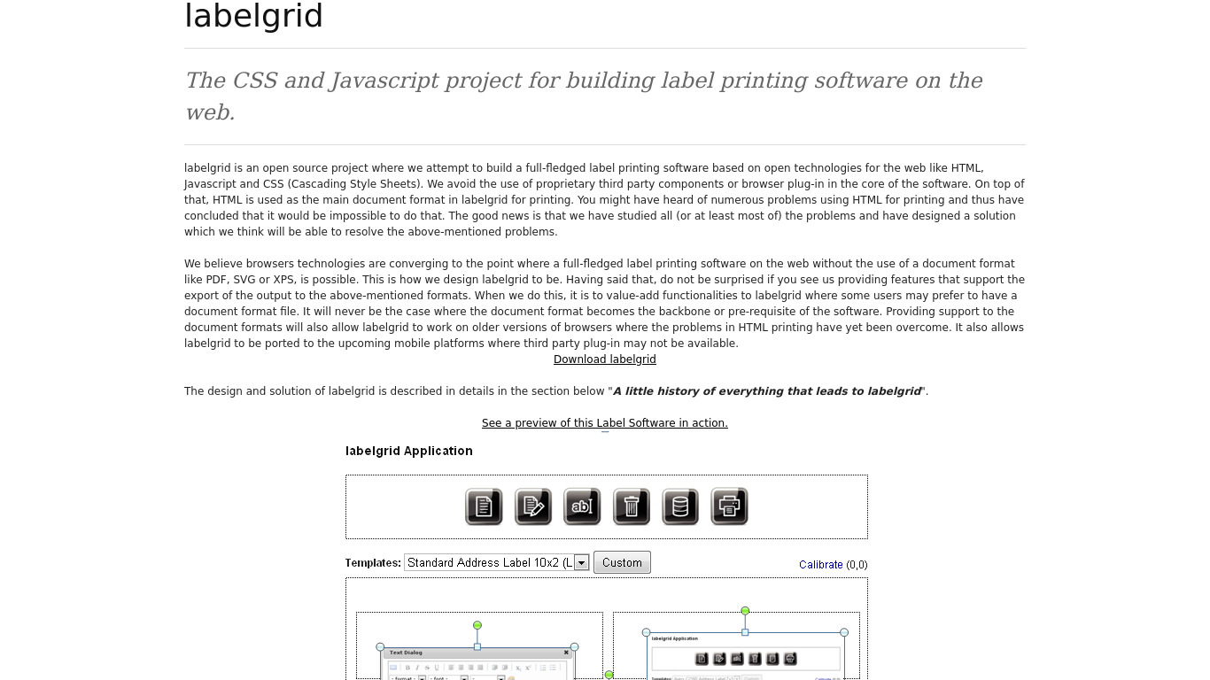 labelgrid Landing page