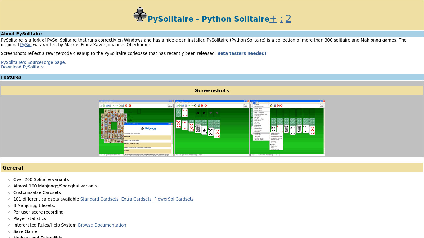 PySolitare Landing page
