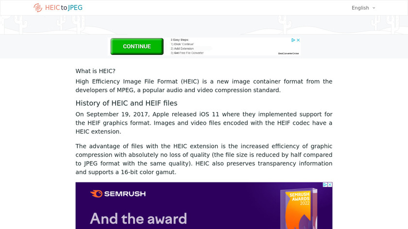 HeicToJpeg Landing Page
