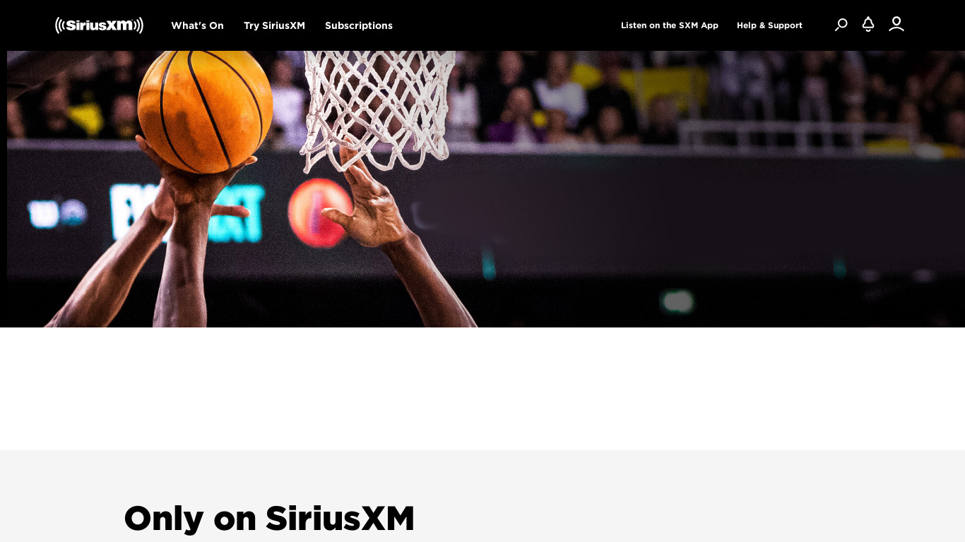SiriusXM Landing page