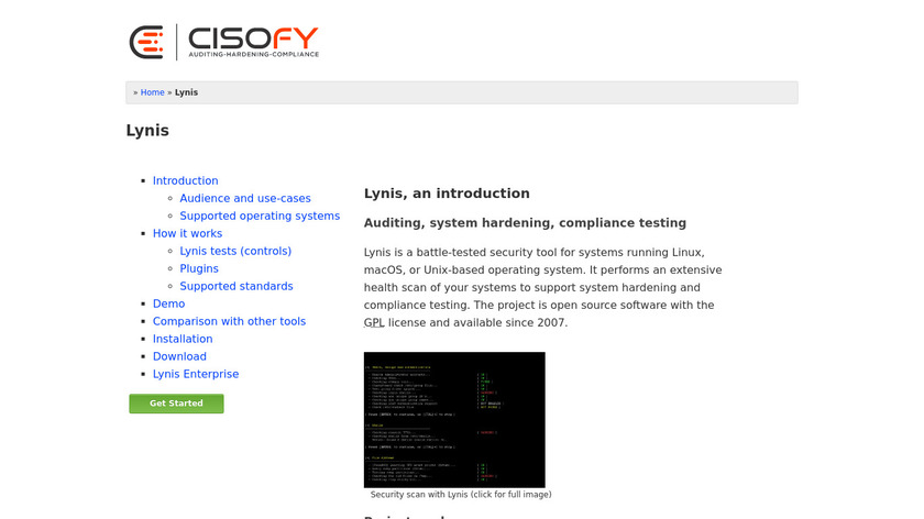 Lynis Landing Page