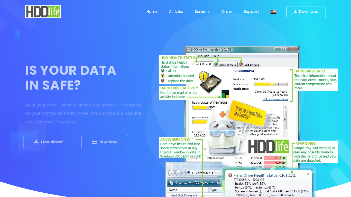 HDDLife Landing page