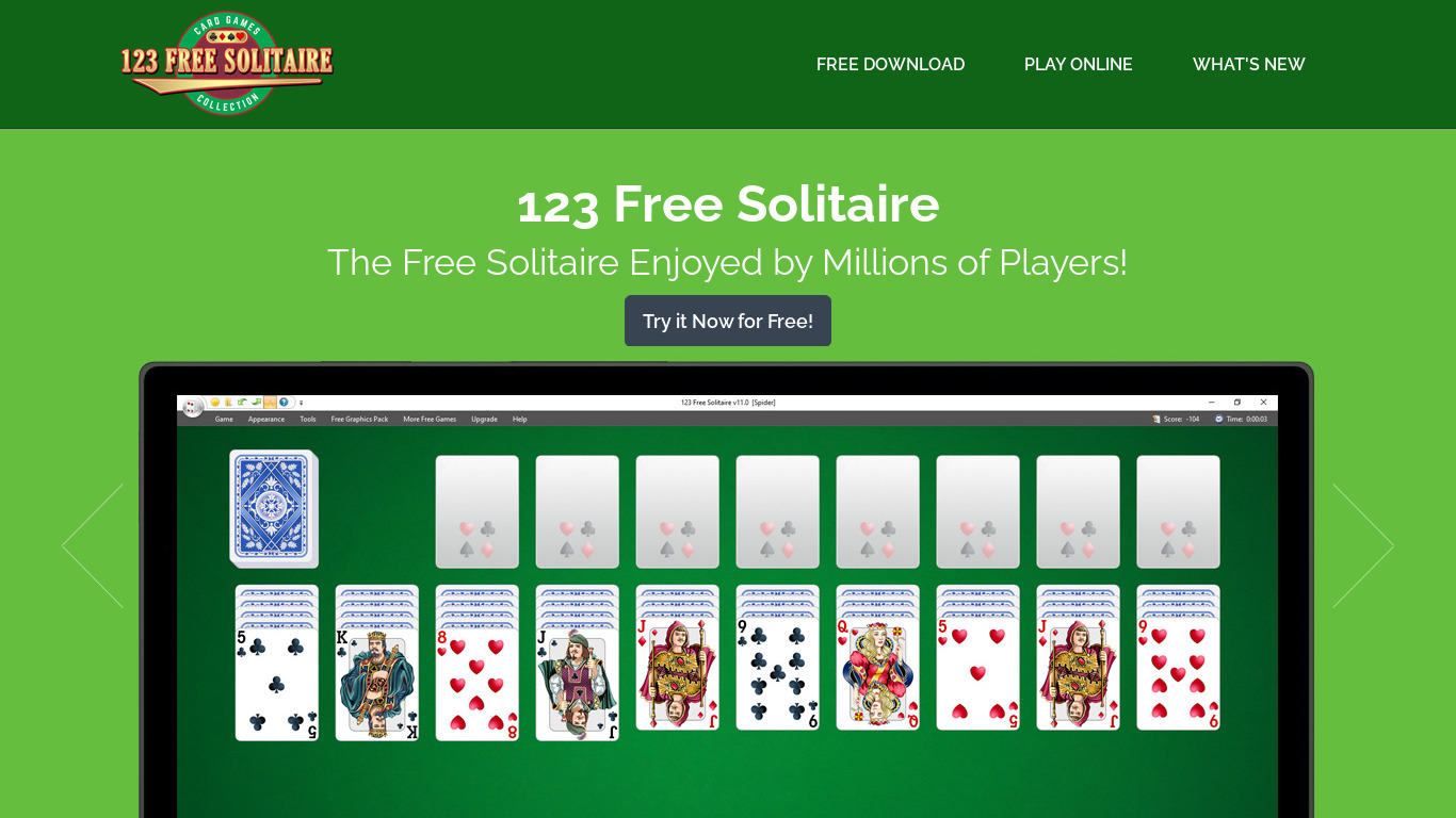 123 Free Solitaire Landing page