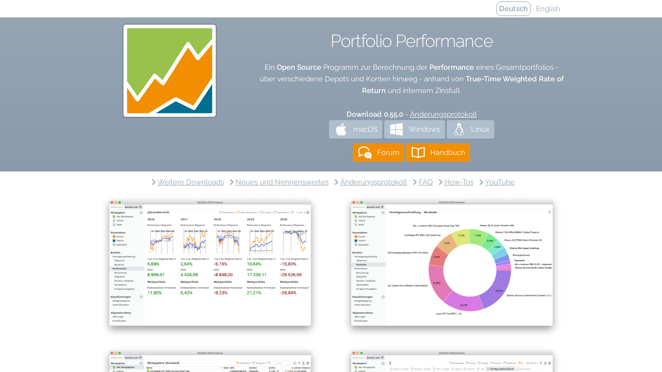 Portfolio Performance Landing page