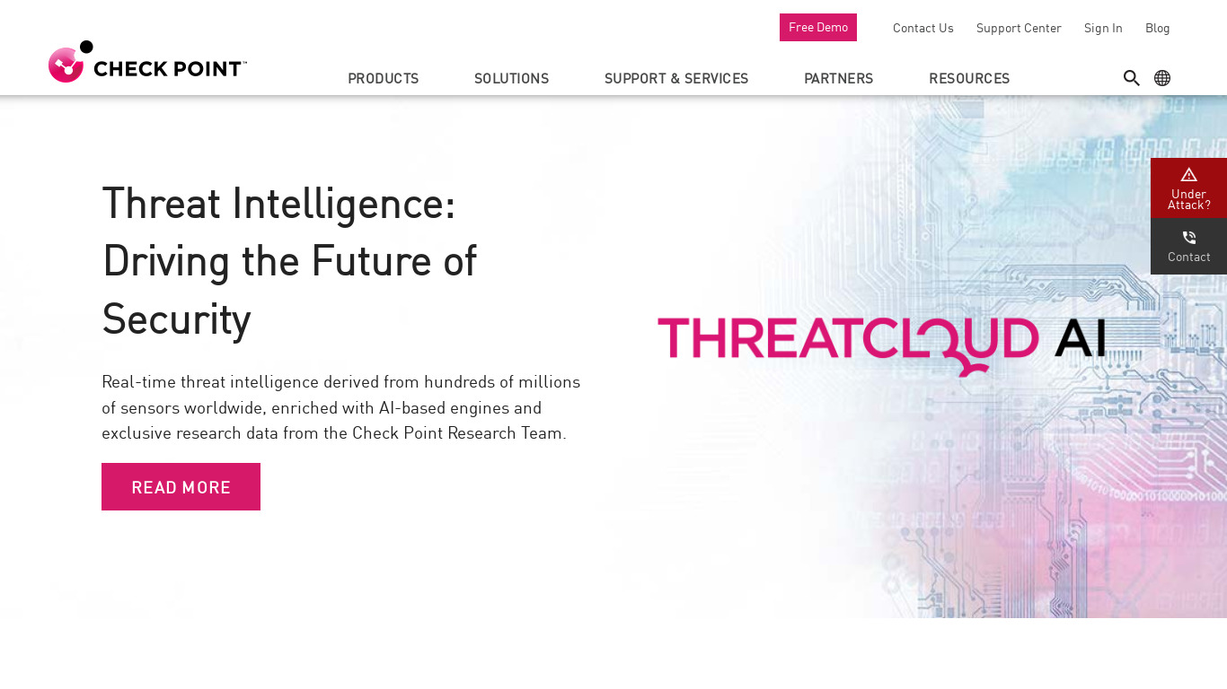 Check Point Threat Intelligence Landing page