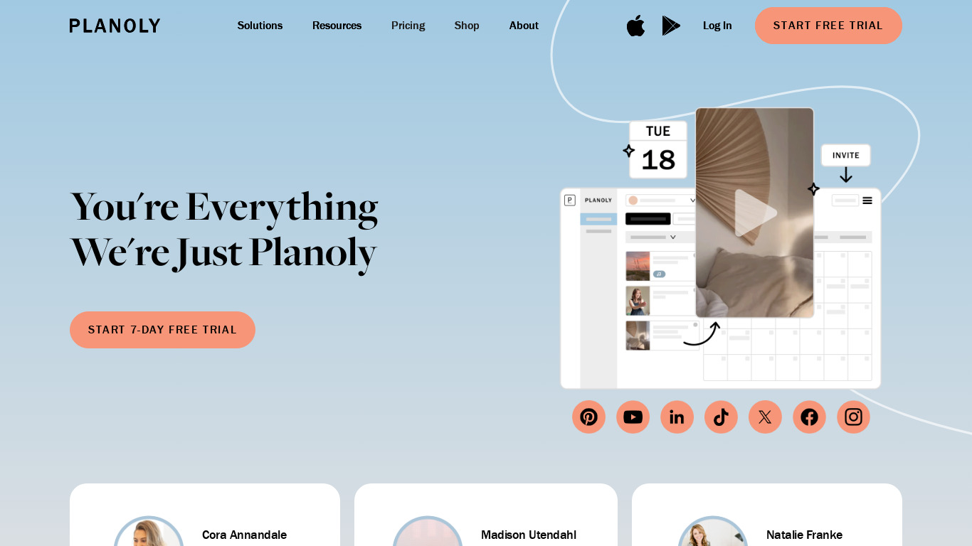 Planoly Landing page