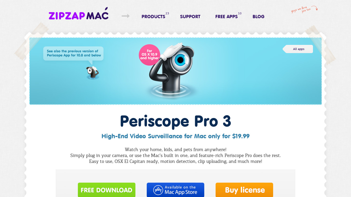 Periscope Pro Landing page