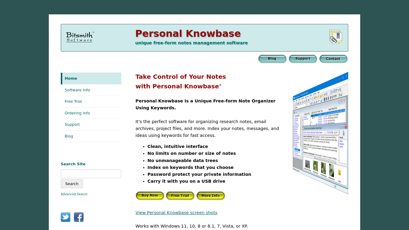 Personal Knowbase Landing page